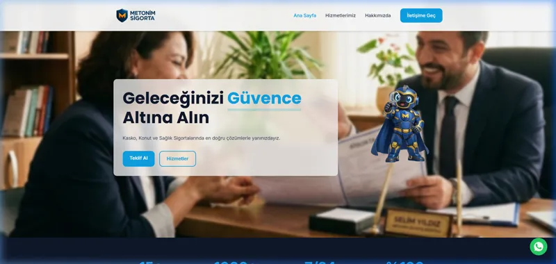 Metonim Sigorta — Sigorta acentesi kurumsal web sitesi tasarımı