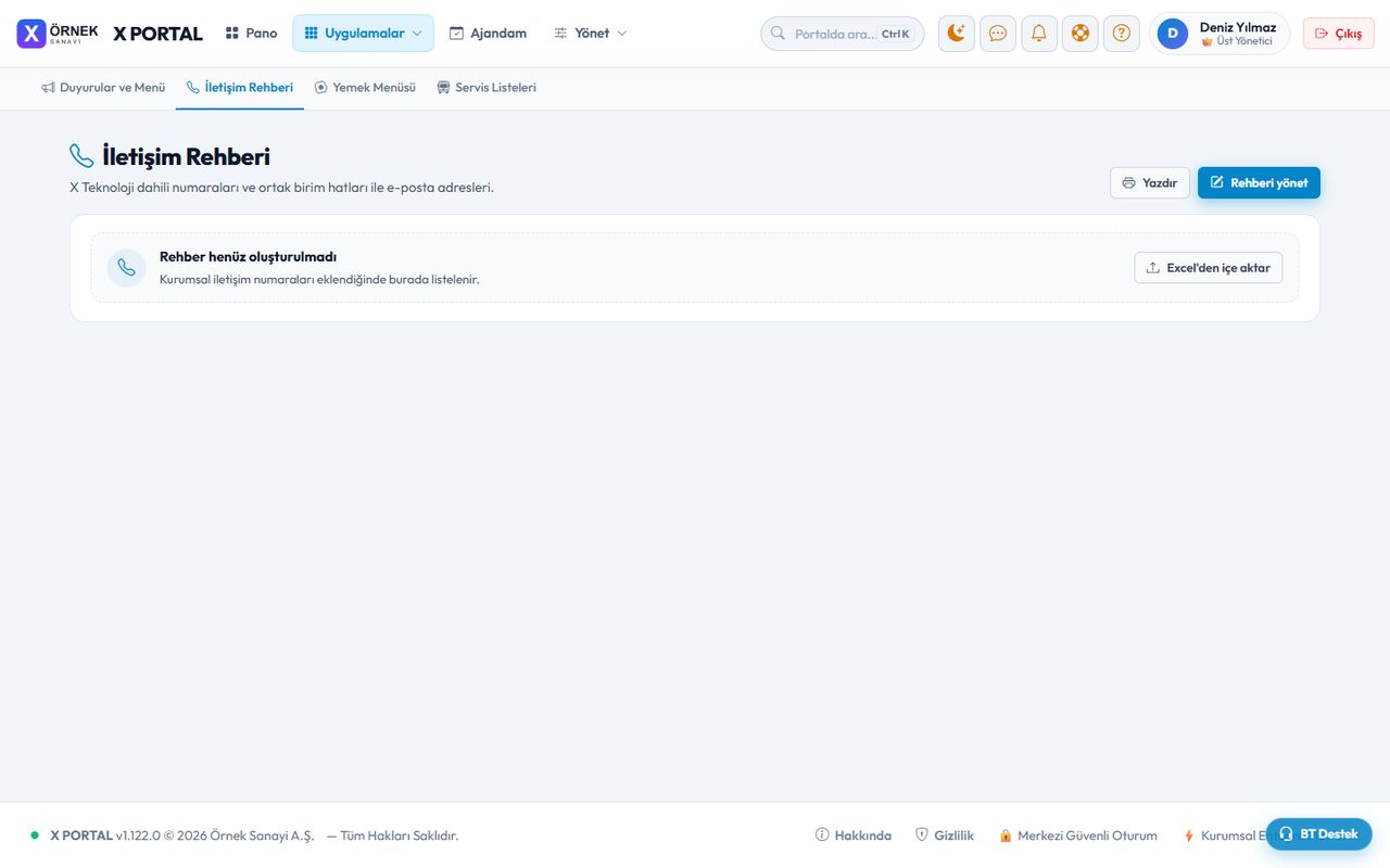 X Portal — İletişim Rehberi