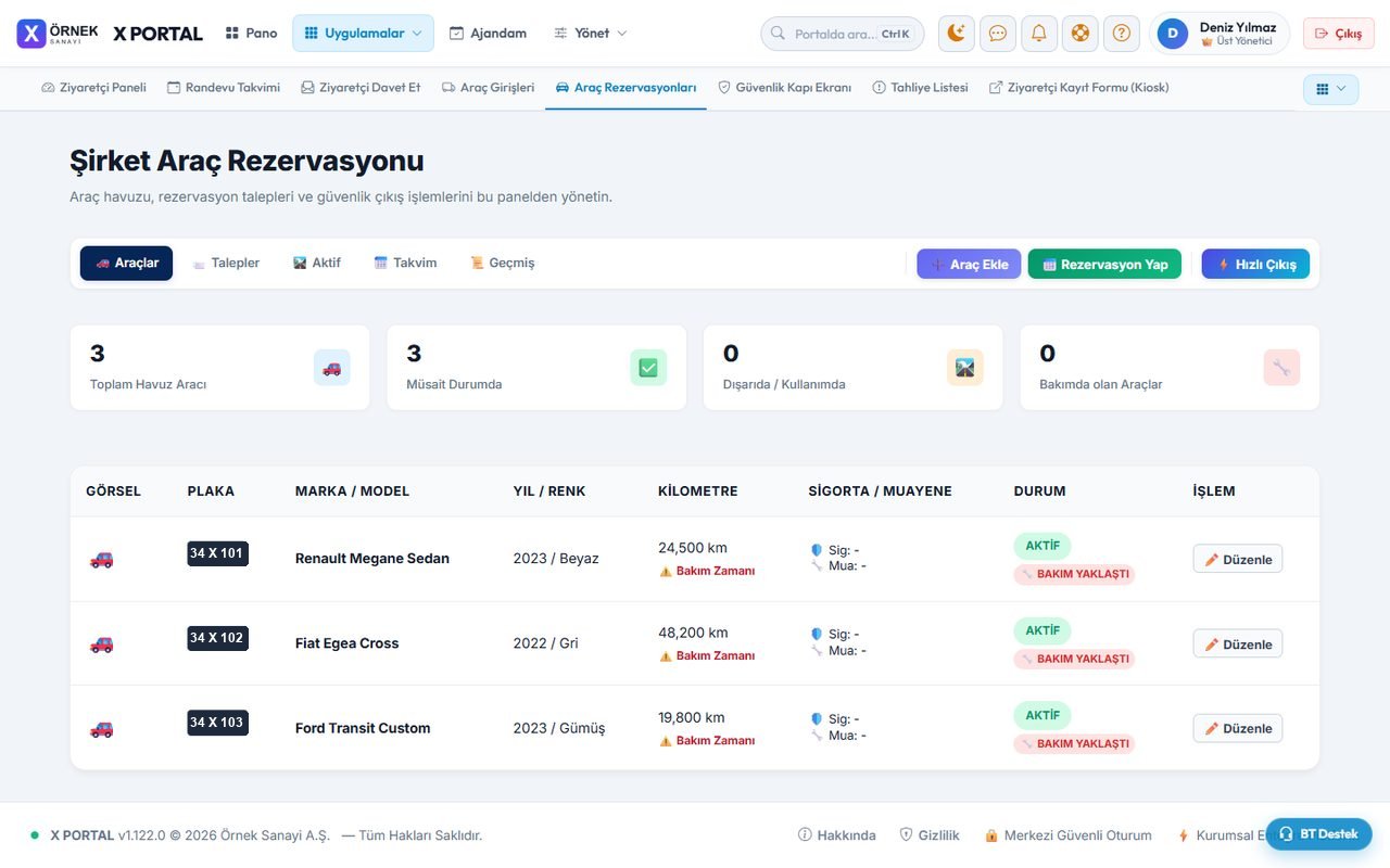 X Portal — Şirket Araçları