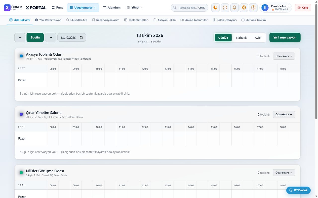 X Portal — Toplantı Odaları