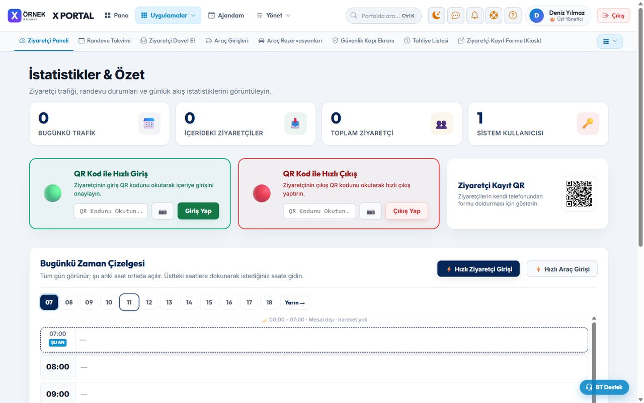 X Portal — Ziyaretçi & Tedarikçi