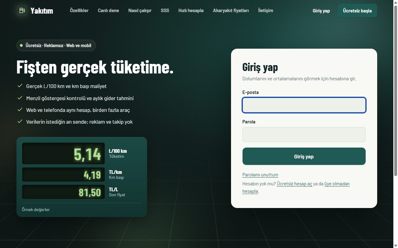 Yakıtım — Hesap